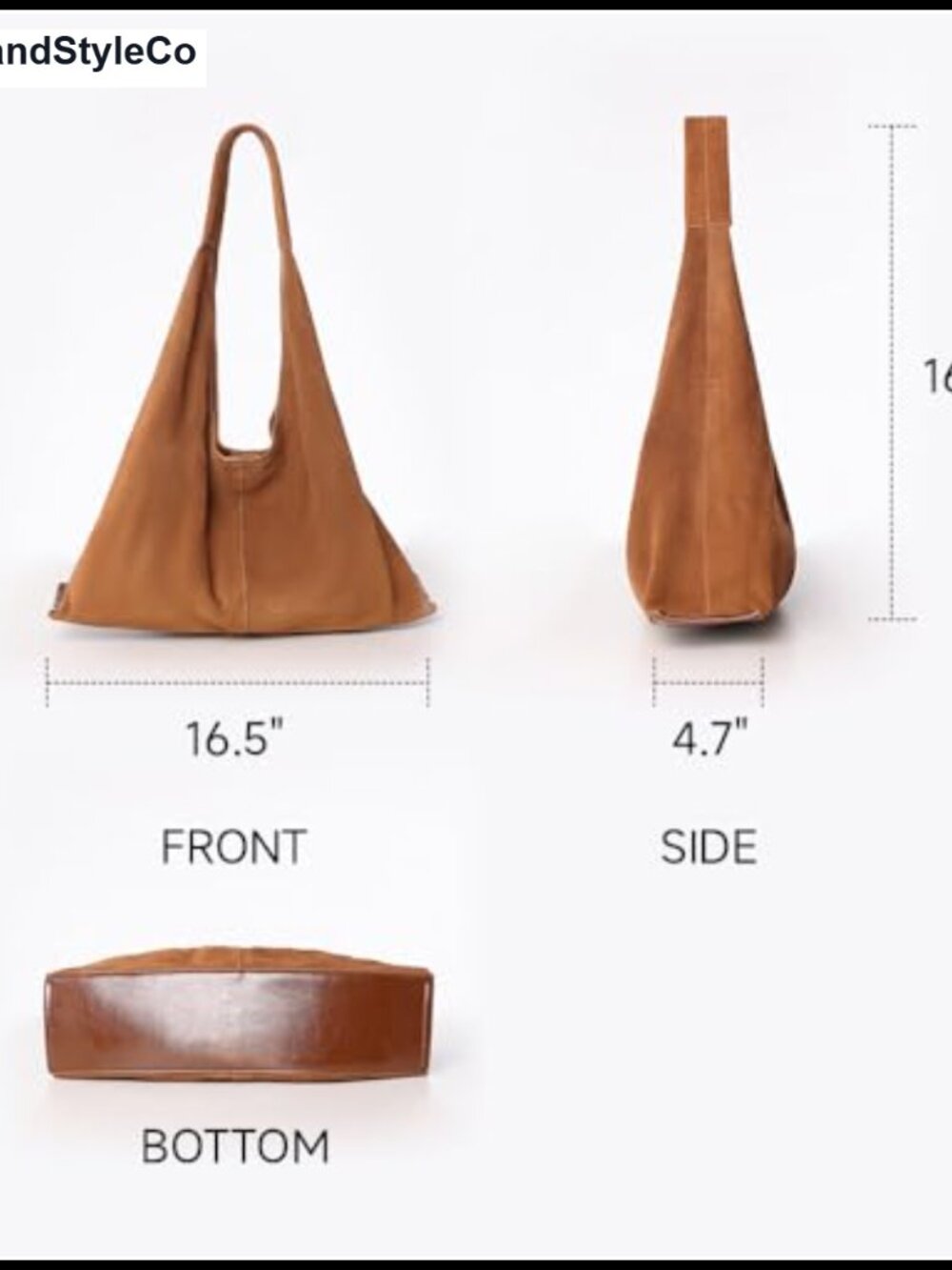 Genuine Suede Leather Oversized Hobo Shoulder Bag with Detachable Zip Pouch - Picture 2 of 6